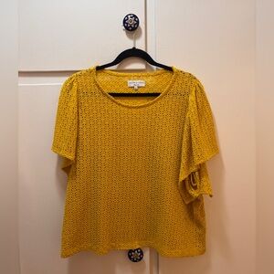 Madewell Mustard Crochet Short Sleeve Tee